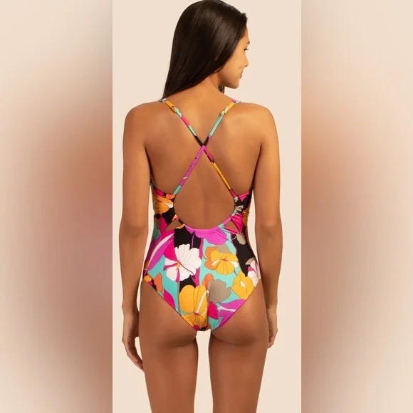 TRINA TURK GEMINI PLUNGE MAILLOT ONE PIECE SWIMSUIT - Picture 4 of 5